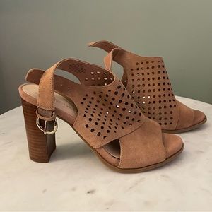 Nine West Permian Suede Block Heel Dress Sandals NWOT